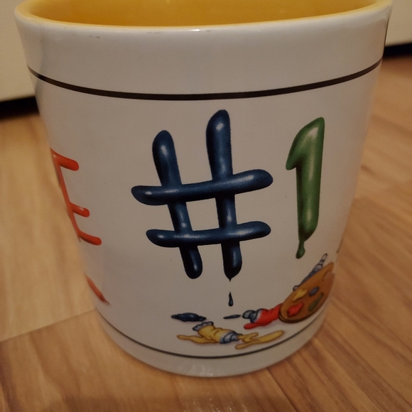 Disney Mickey Mouse Large Coffee Tea Mug You're #1 Painting Yellow Interior - Picture 3 of 7